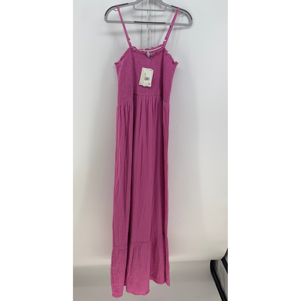 Raviya Maxi Dress Womens Large Pink Smocked Tiered Cotton Gauze Boho NEW Beachy
